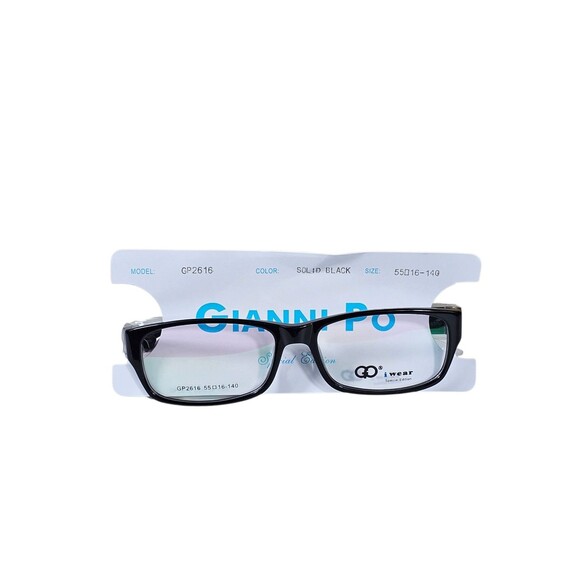 GIANNI PO WOMEN'S EYEGLASSES GP 2616 55-16 140 SOLID BLACK NWT DEMO LENSES - Picture 3 of 16